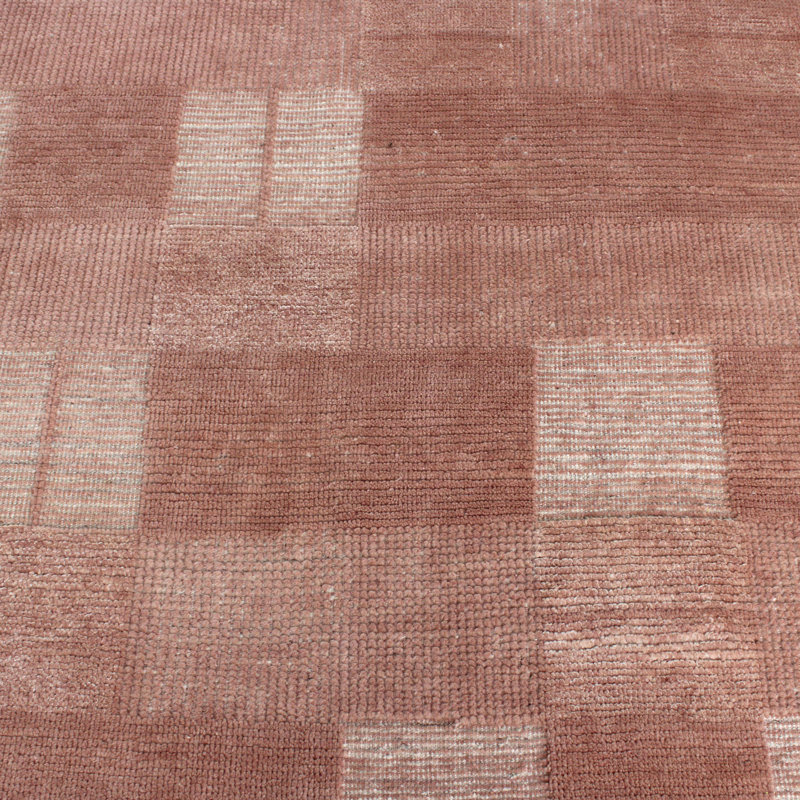 Pink Contemporary Wool Rug, Rectangle 8' x 12'