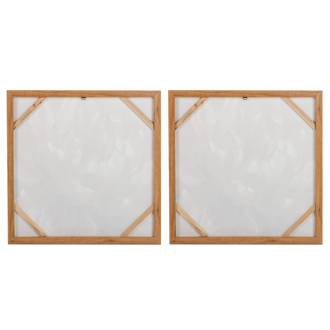 FLOWERS 80% HAND PAINTED SET 2 CANVAS 80x4x80 CM - 2 Piece Floater Frame Print Set on Canvas