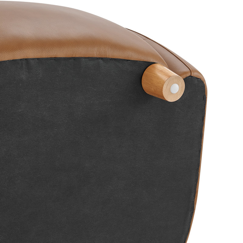 Lannion Upholstered Wingback Armchair, Brown Top Grain Leather
