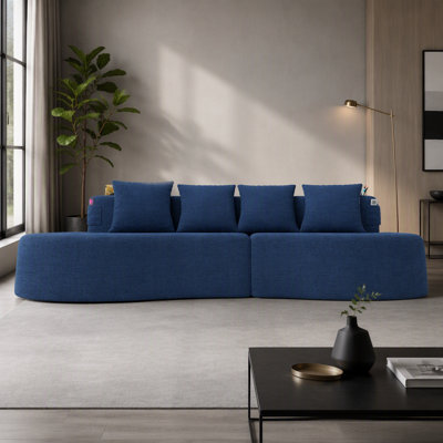 3-Seat Curved Modular Half Moon Sofa: No-Assembly Compressed Sofa for Living Room, Office & Apartment