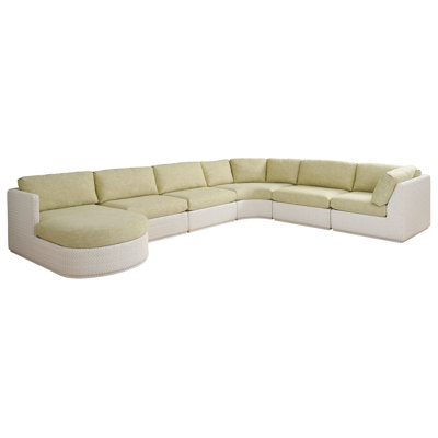 Ocean Breeze Promenade 185.5'' Wide Outdoor Wicker Curved Patio Sectional with Cushions