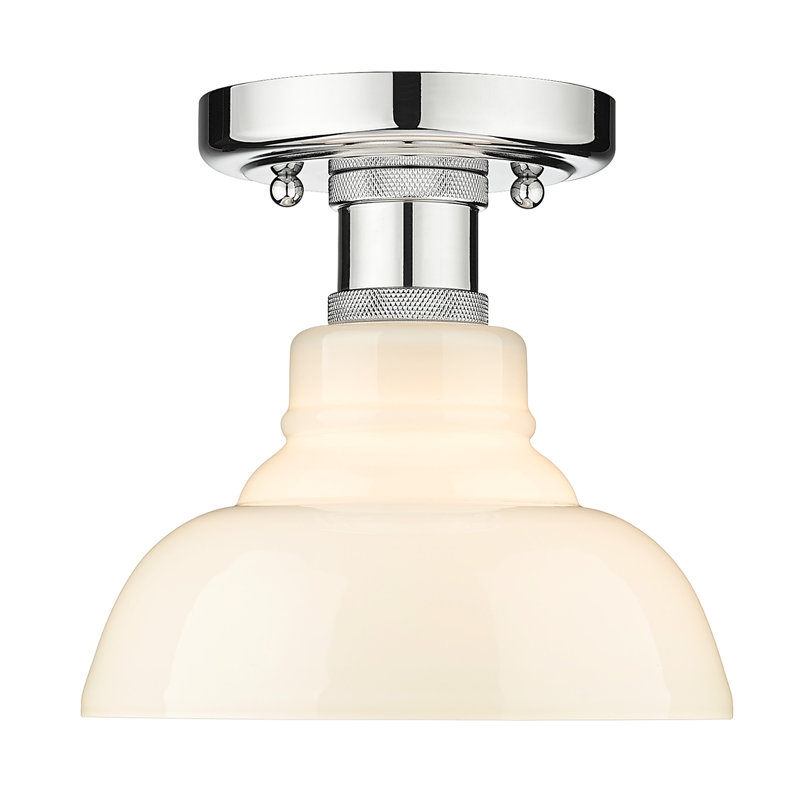 Searcy Glass Flush Mount, Chrome, Vintage Milk Glass