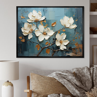 Blanc et bleu, charmante fleur printanière élégance II - fleurs, art mural