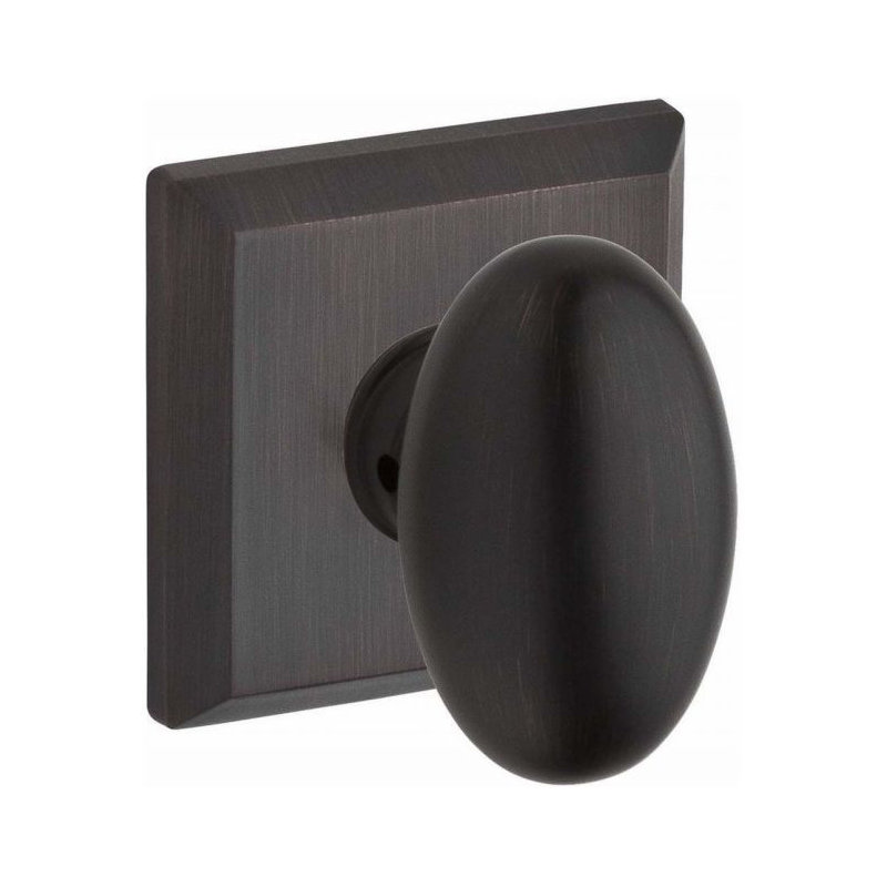 Ellipse Single Dummy Door Knob with Traditional Square Rose, Venetian Bronze