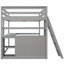 Lit mezzanine avec bureau intégré, tablettes et deux tiroirs intégrés, une solution multifonctionnelle pour une vie confortable et une utilisation efficace de l'espace-159368541