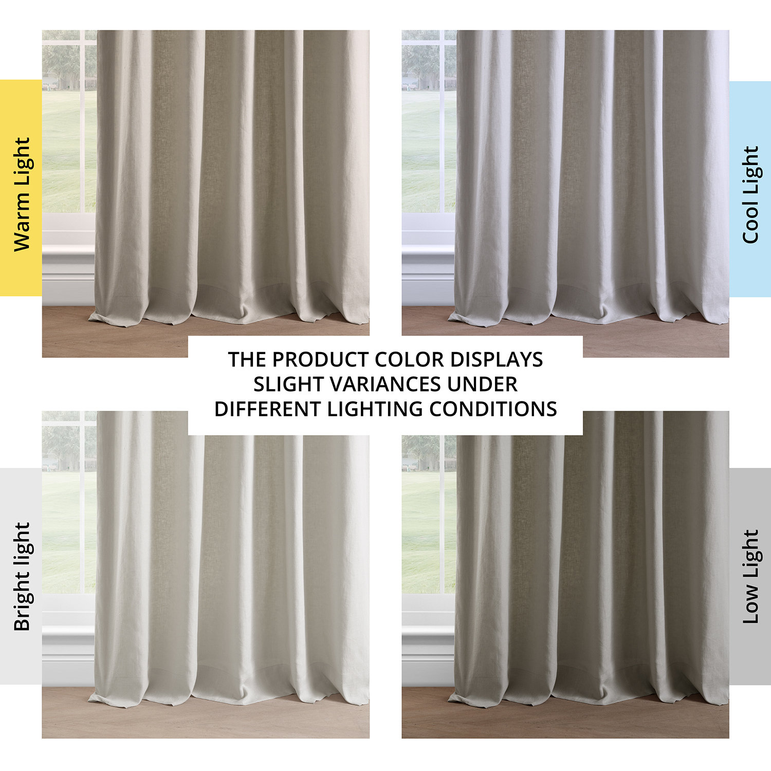 Briella Room Darkening Linen Curtain Panel, Fresh Khaki, 50" W x 108" L