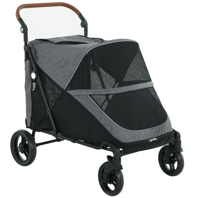 Pet Stroller for Large Dogs and Cats Up to 66 LBS, 4-Wheel Dog Stroller with All-Terrain Spring Suspension
