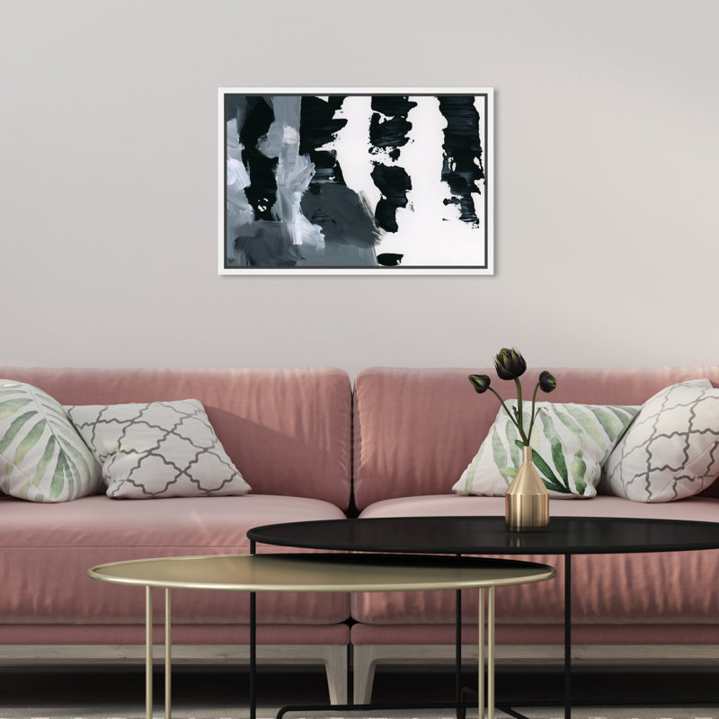 Noir foncé moderne Pronto, Toile encadrée flottée blanche, H 11 po x l 16 po x P 1,75 po
