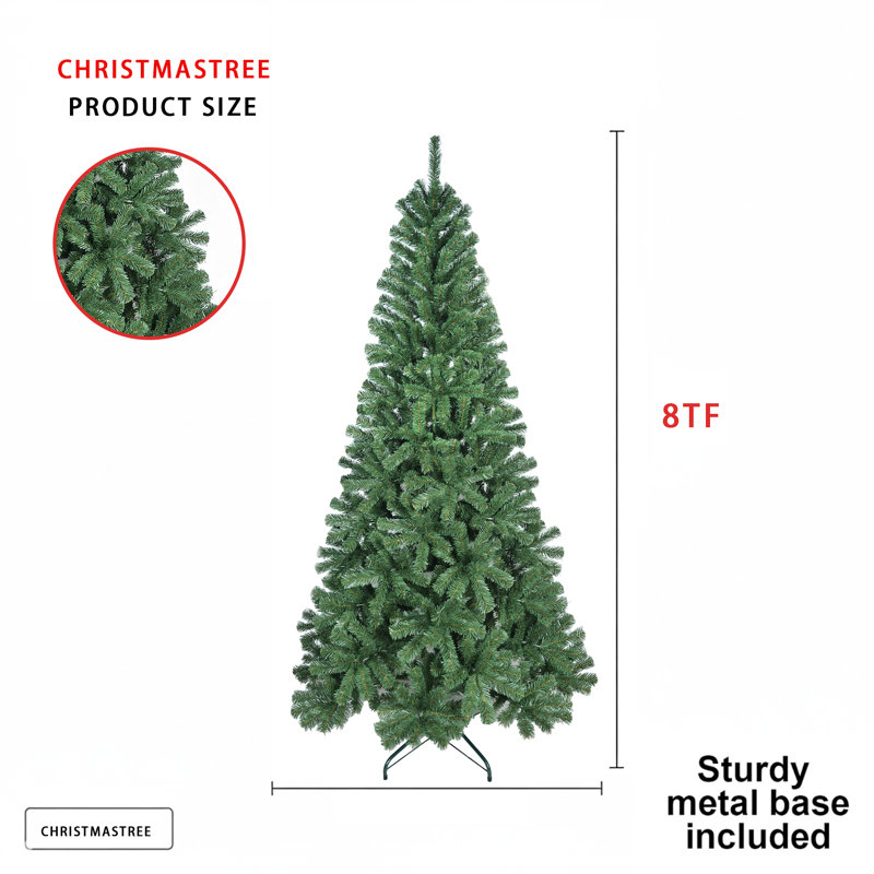 Arbre de Noël artificiel de qualité supérieure - épinette verte dense pour un charme des Fêtes intemporel, H 8 pi