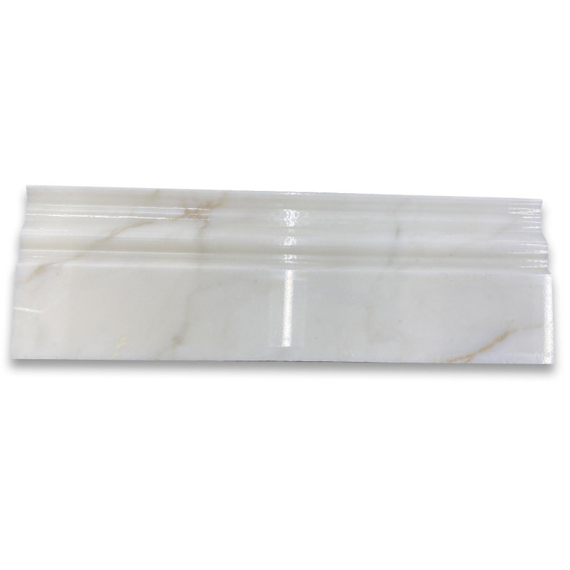 Calacatta 12" x 4" Marble Mosaic Tile, White/Gray