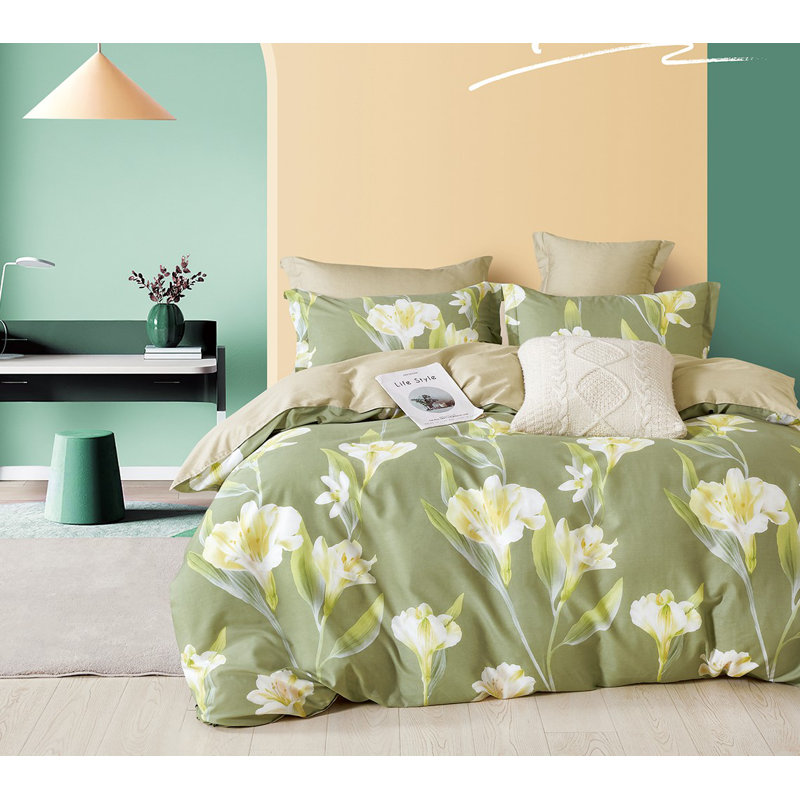 Cotton Twill Floral Comforter Set, King Comforrter + 2 King Shams