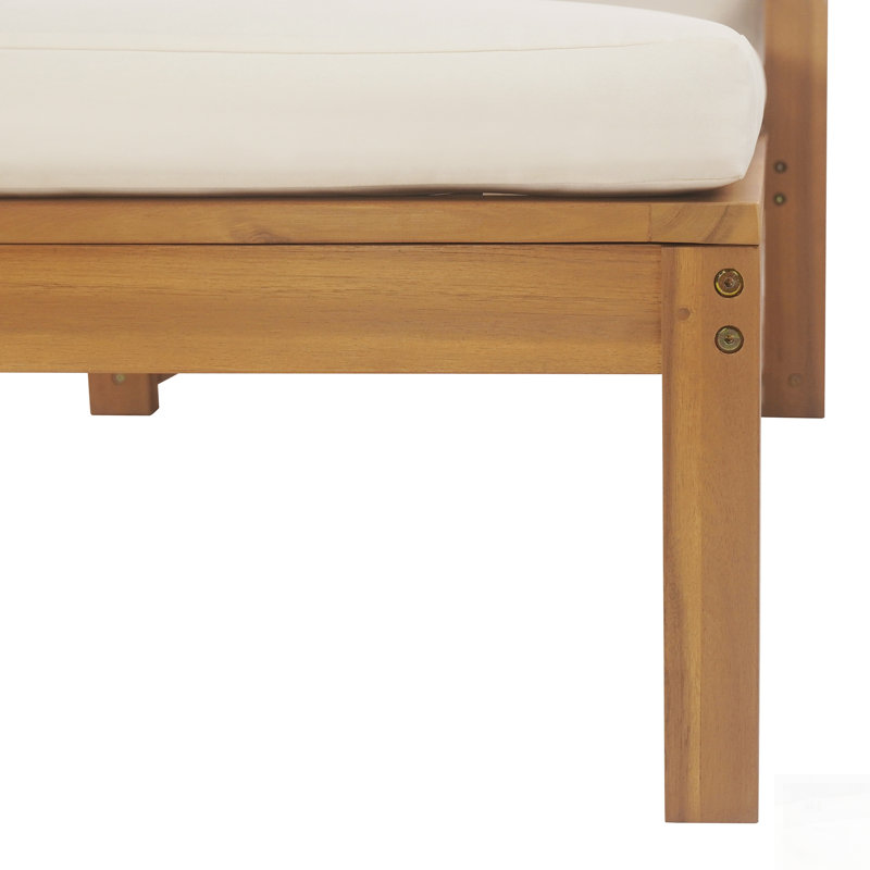 Chaise longue d'extérieur réglable à 5 positions avec coussin, structure en bois d'acacia, parfaite pour le patio et la détente au bord de la piscine