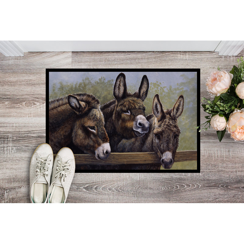 Paillasson d’extérieur antidérapant vanlue donkeys, 1 pi 6 po x 2 pi 3 po