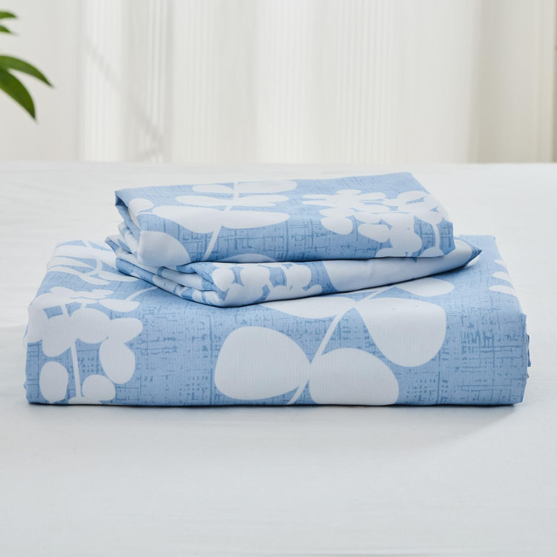 Housse de couette très luxueuse de luxe Hime, Housse de couette très grand et 2 taies d'oreille, Blanc / motif floral vert