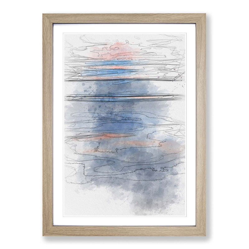 Water Ripples in Abstract - Picture Frame Graphic Art Print, 50cm H x 35cm W x 2cm D, Oak
