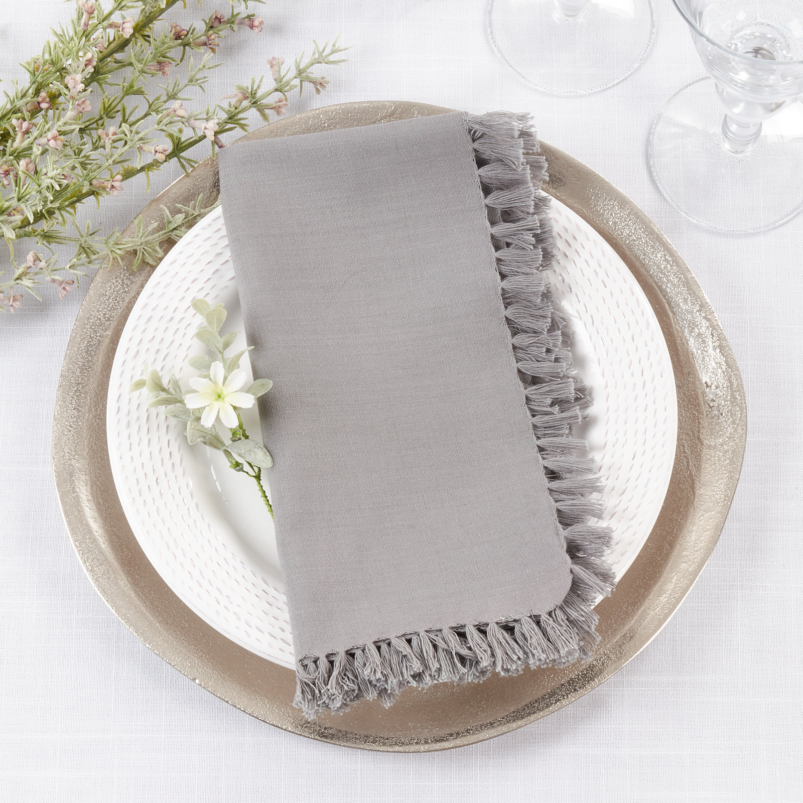 Sabrina Design 20" Cotton Napkin, Gray