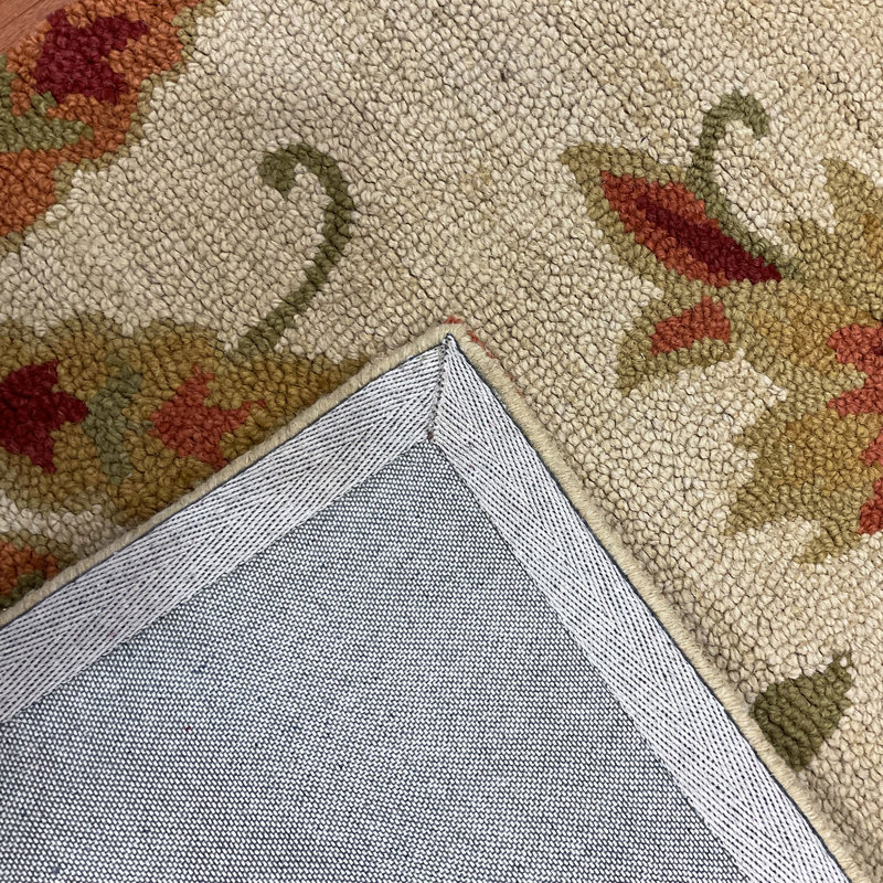 Tapis brun / orange / beige touffeté à la main, Rectangle 2 pi 6 po x 4 pi