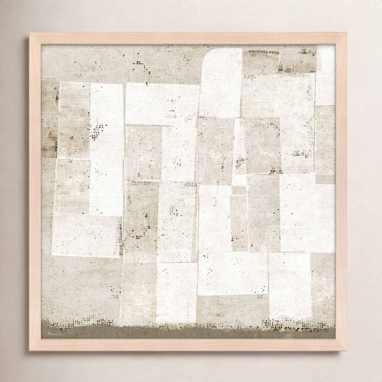 Subtle Patchwork 2 by Marco Marella for Studio M - Framed Wall Art, 16" H x 16" W, Paper, White