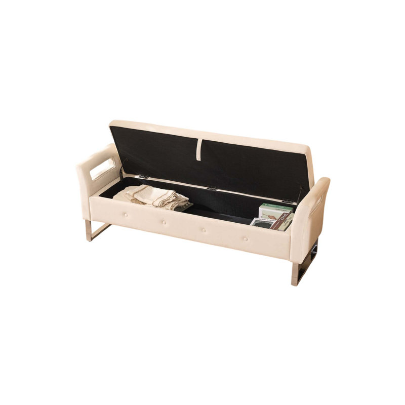 Banc de rangement capitonné l 67,89 po, Beige