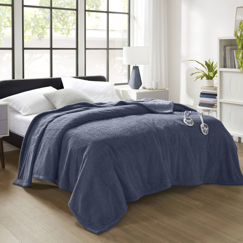 Queen Blanket Navy Polyester 1 Pack Electric Heated Blanket