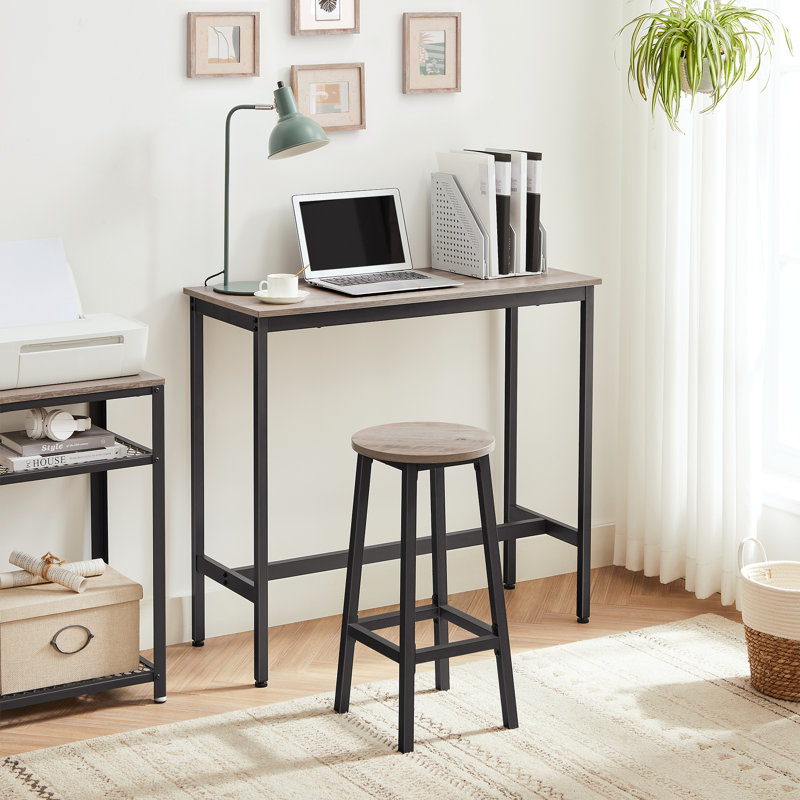 Bar Stool with Metal Frame and Footrest, Grey