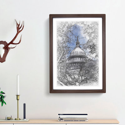 Capitol Hill & Cherry Blossom Tree in Abstract - Picture Frame Graphic Art Print