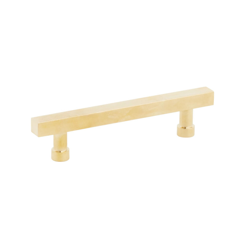 Schaub NOHO Square Cabinet Pull, Unlacquered Brass, 4"