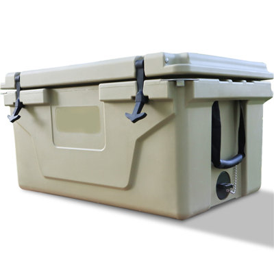 Khaki Color Ice Cooler Box 65QT Camping Ice Chest Beer Box Outdoor Fishing Cooler