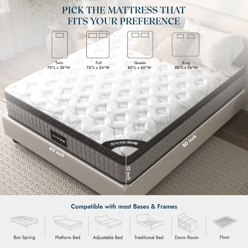 Rhuddlan Innerspring Hybrid and Cooling Gel Memory Foam Mattress, Pressure Relief, and Motion Isolation, CertiPUR-US and Oeko TEX Certified
