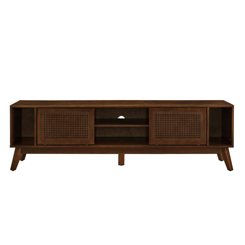 Meuble télé 67,9 po Mid-Century Modern Rattan, Noyer