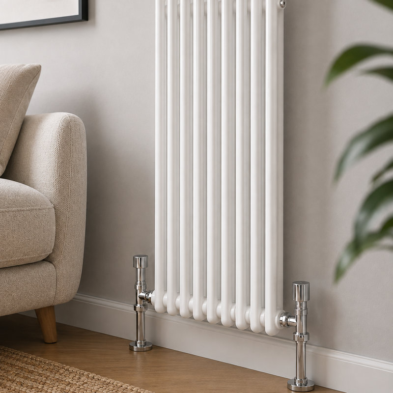 Uxbridge Vertical Traditional Colosseum Radiator, 1800mm H x 380mm W x 100mm D, White