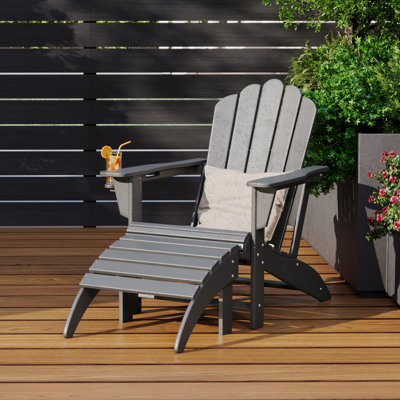 Outdoor Poly Adirondack Chair With Ottoman
