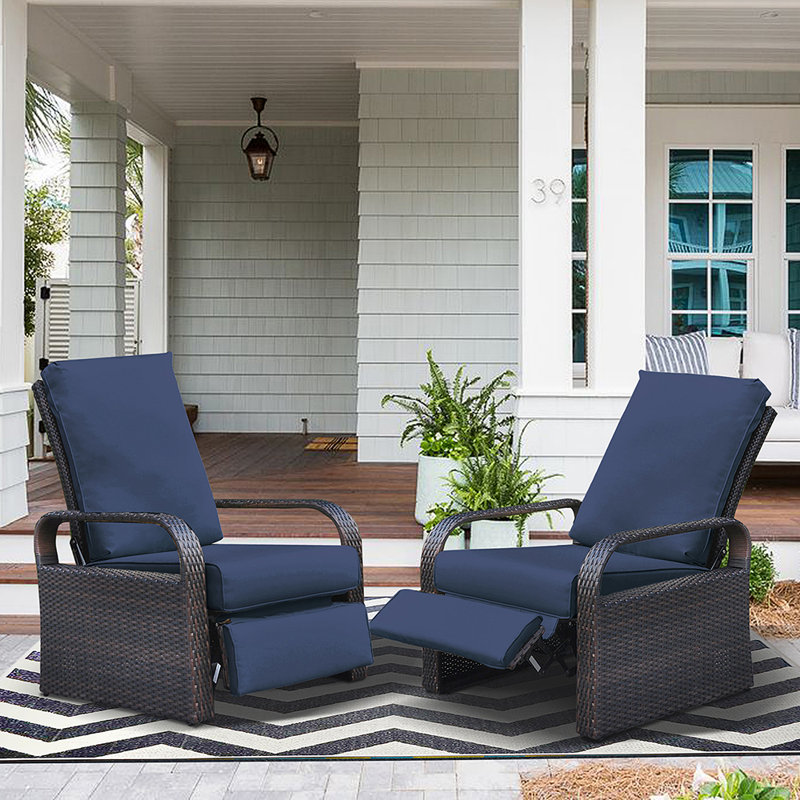 Chaise longue d'extérieur en métal Adhvik, Bleu marine