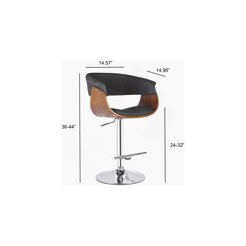 Tabouret de bar pivotant réglable en chêne patiné avec accoudoirs