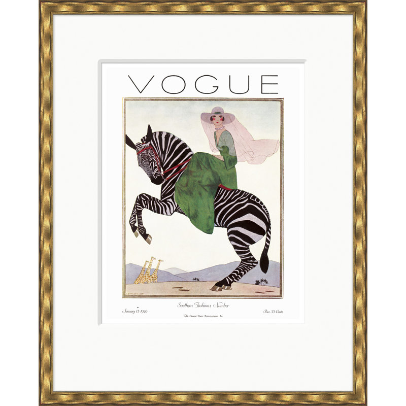Vogue Cover, Southern Fashions, Andre Marty, January 15, 1926 Print by Andre Marty, Gold