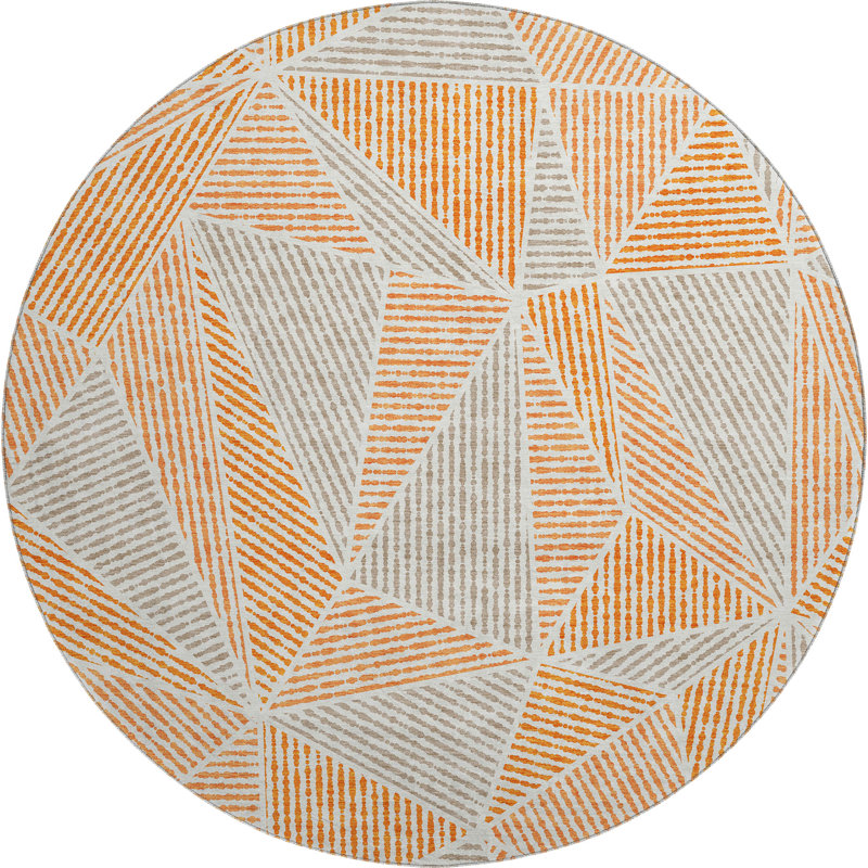 Premium Machine Washable Cerrito Orange Rug, Round 8'