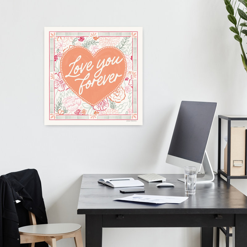 Blooming Hearts V, art floral contemporain, H 18 po x l 18 po