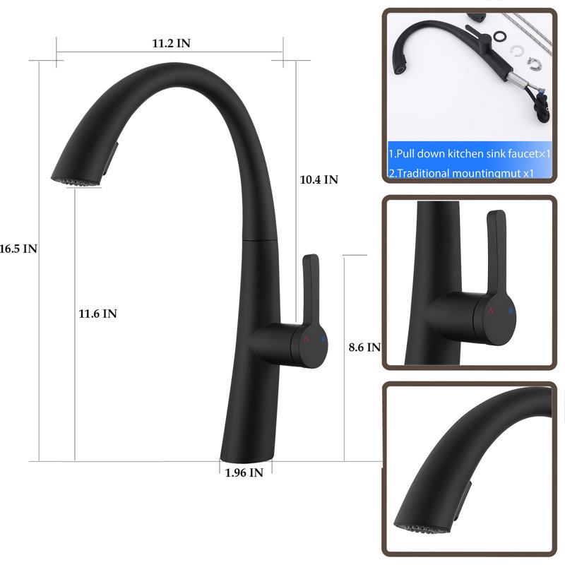 MONSFEST Kitchen Faucet, Matte Black