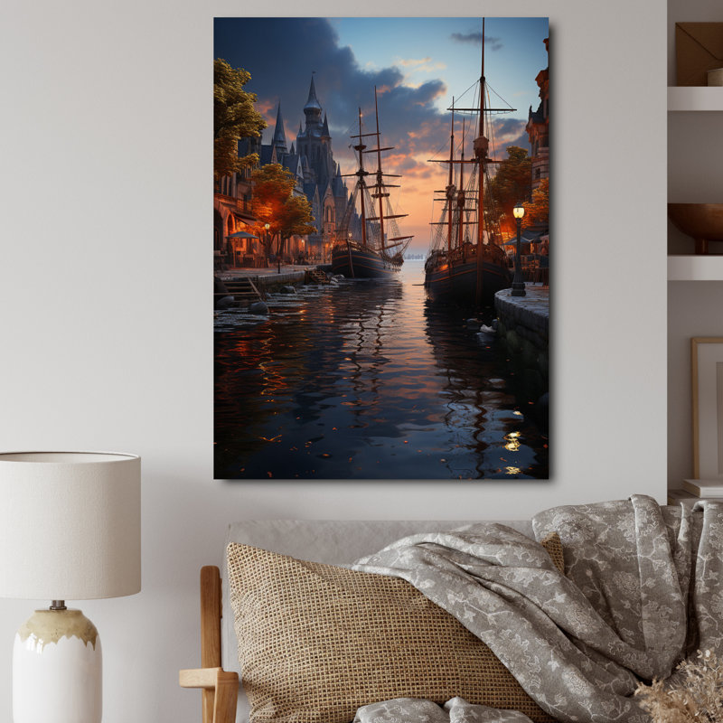 Helden, Allemagne, vue sur le port, Toile tendue, H 32 po x l 24 po x P 1 po