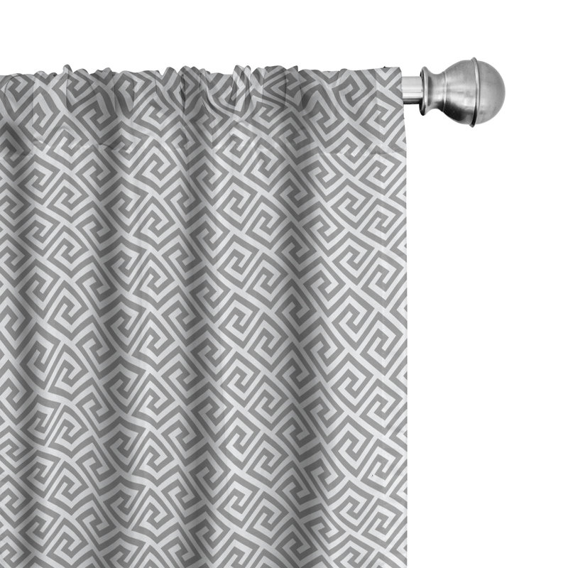 Greek Key Geometric Semi-Sheer Rod Pocket Sliding Panel, 28" x 95"