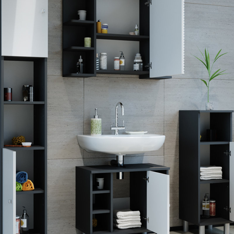 Villareal Bathroom Storage Furniture Set, Anthracite