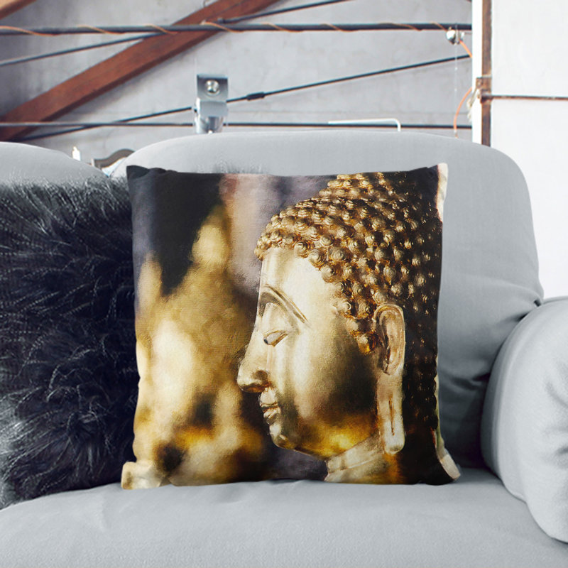 Buddha Statue Vol.5 Painting Square Throw Cushion, 55cm H x 55cm W x 20cm D, Stone