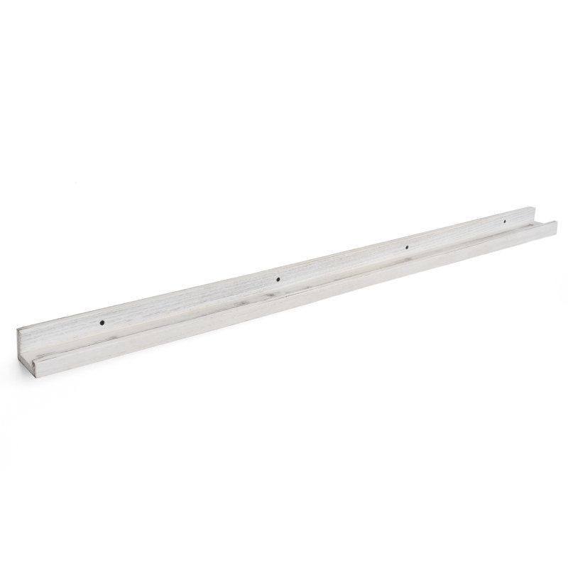 Tablette murale 2 pièces en bois massif Kemmentn, H 2,2 po x l 60 po x P 3,4 po, Blanc brûlé