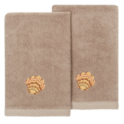  2 Piece Turkish Cotton Aaron Embellished Fingertip Towel Set