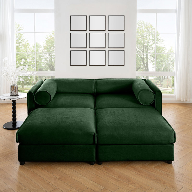 Causeuse moderne en chenille avec repose-pieds de rangement et conception ergonomique pour une vie polyvalente