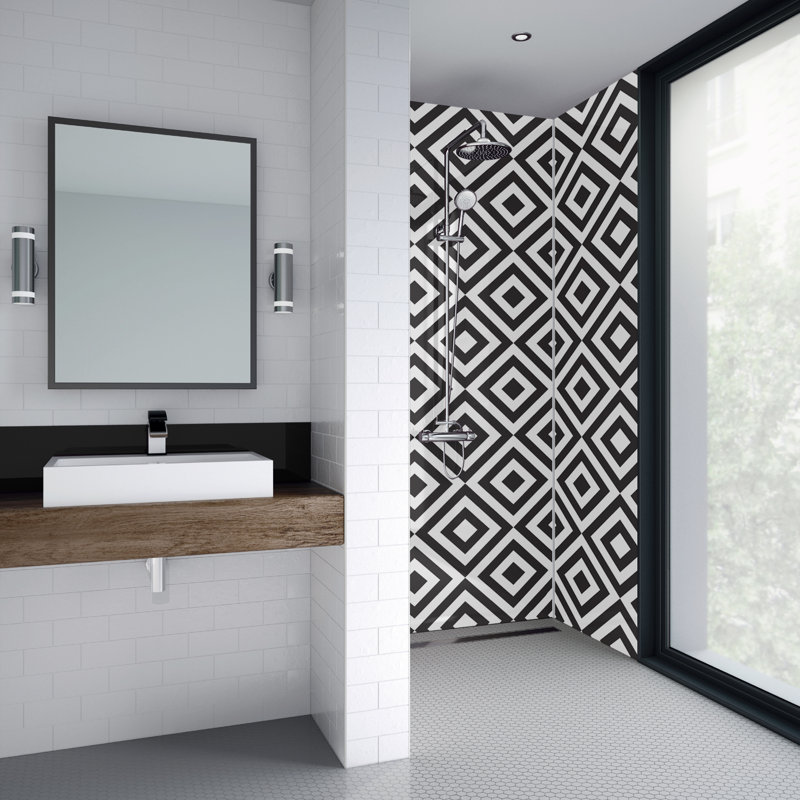 48" x 96" Tin Backsplash in Black/White