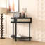 Table de bout semi-circulaire avec deux tiroirs de rangement indépendants, idéale pour les petits espaces - bois et décoration intérieure polyvalente