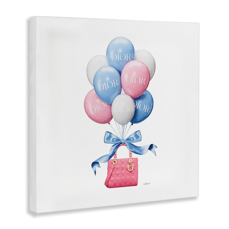 Toile de ballons roses et bleus, design par Amanda Greenwood, H 17 po x l 17 po