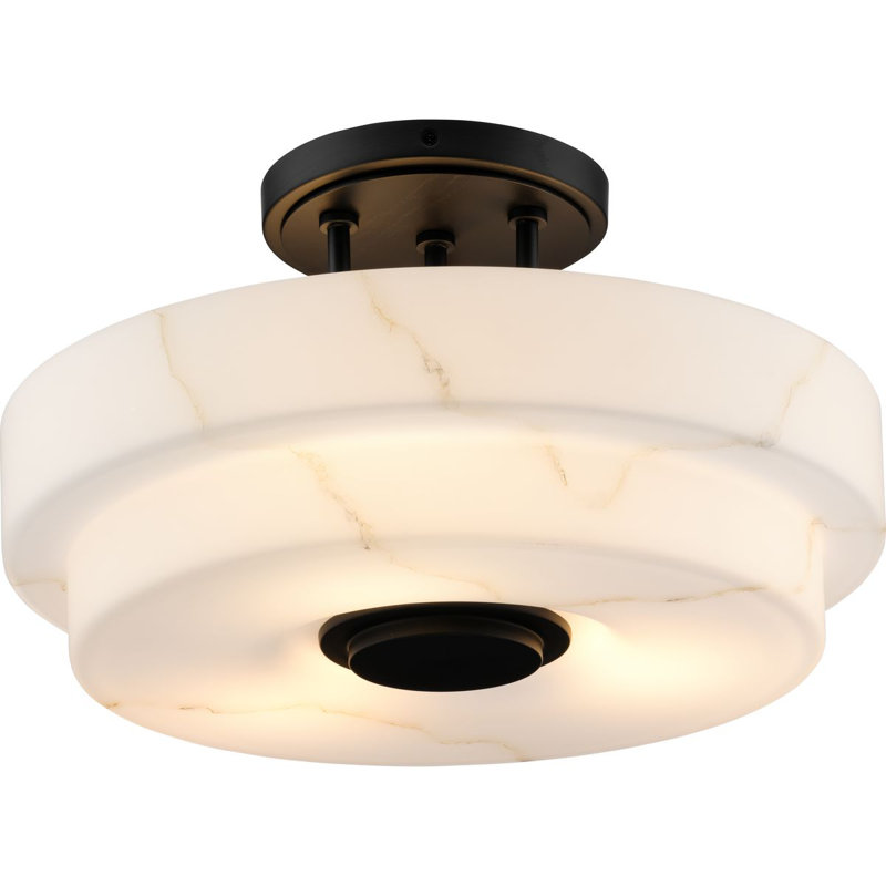 Plafonnier semi-encastré trois lumières de luxe moderne, Noir mat