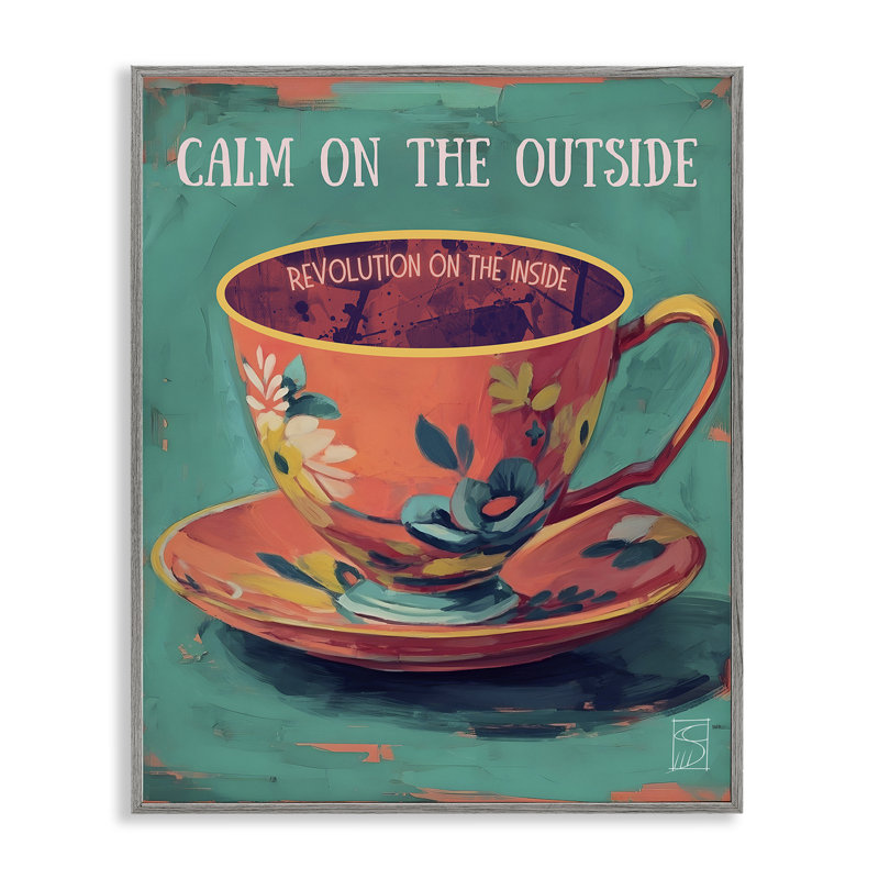 Révolution à l'intérieur, estampe numérique, design par Sara Culpepper, Giclée de ferme grise encadrée, H 20 po x l 16 po